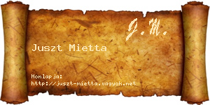 Juszt Mietta névjegykártya